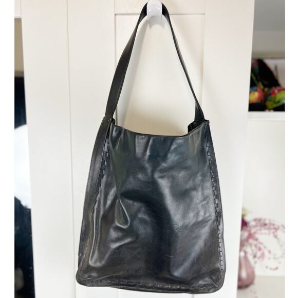 Vintage Coach 9466 Black Cowhide Leather Tote Shoulder Bag Whipstitch - Picture 1 of 10